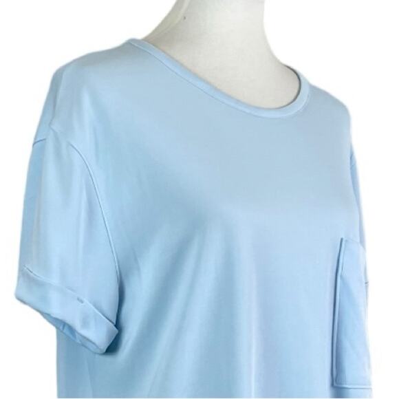 Stylus Women’s Top Pullover Crew Neck Rolled Sleeve Light Baby Blue Size Large - Picture 6 of 14